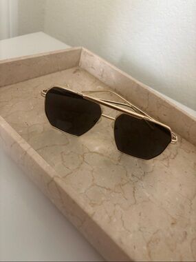 Women’s Gold Frame Brown Lens Sunglasses